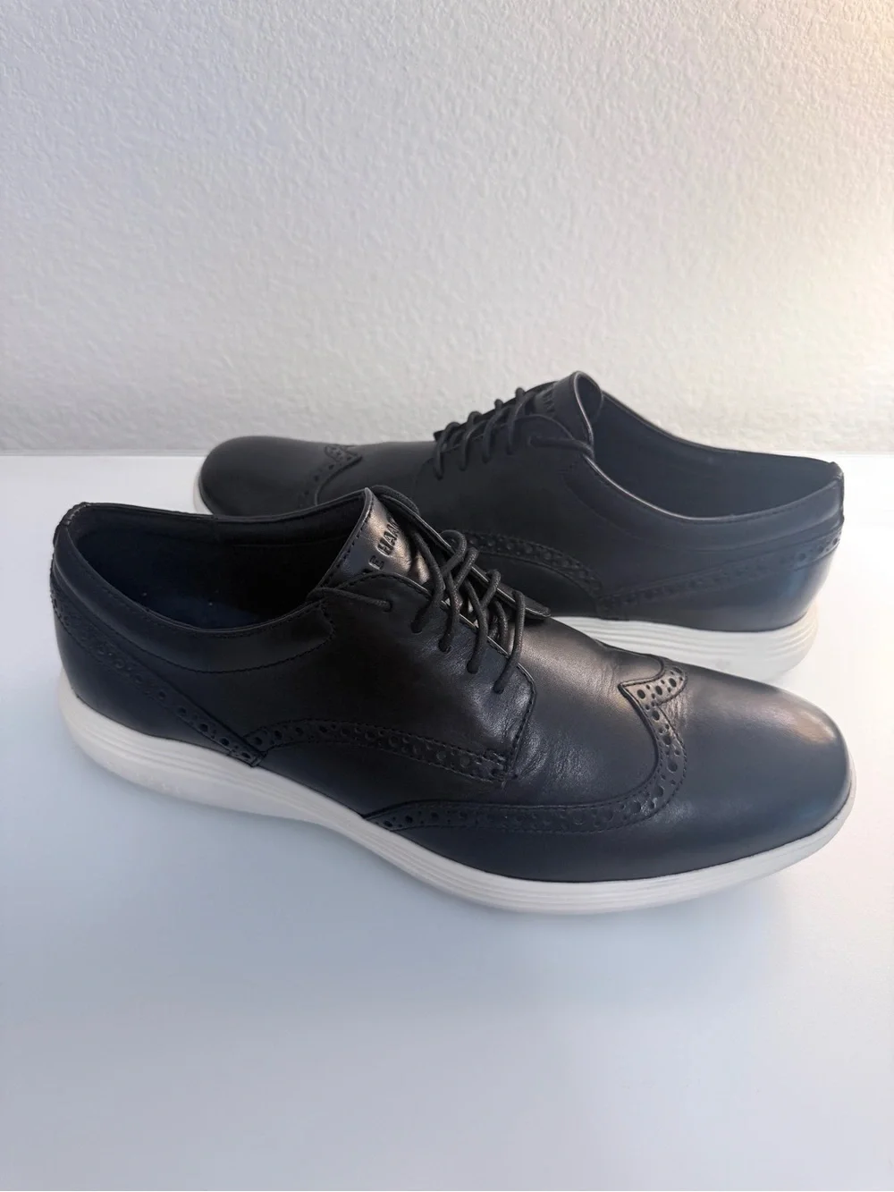 Cole Haan Grand.OS Black Leather Wingtip Derby Sneaker Size 10.5